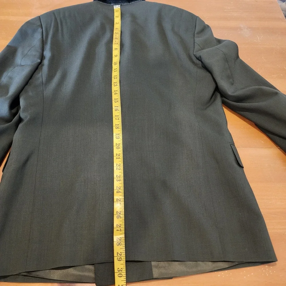 Joseph & Feiss Mens 36S 32x30 2pc Double Breasted Wool Suit Olive Green Business